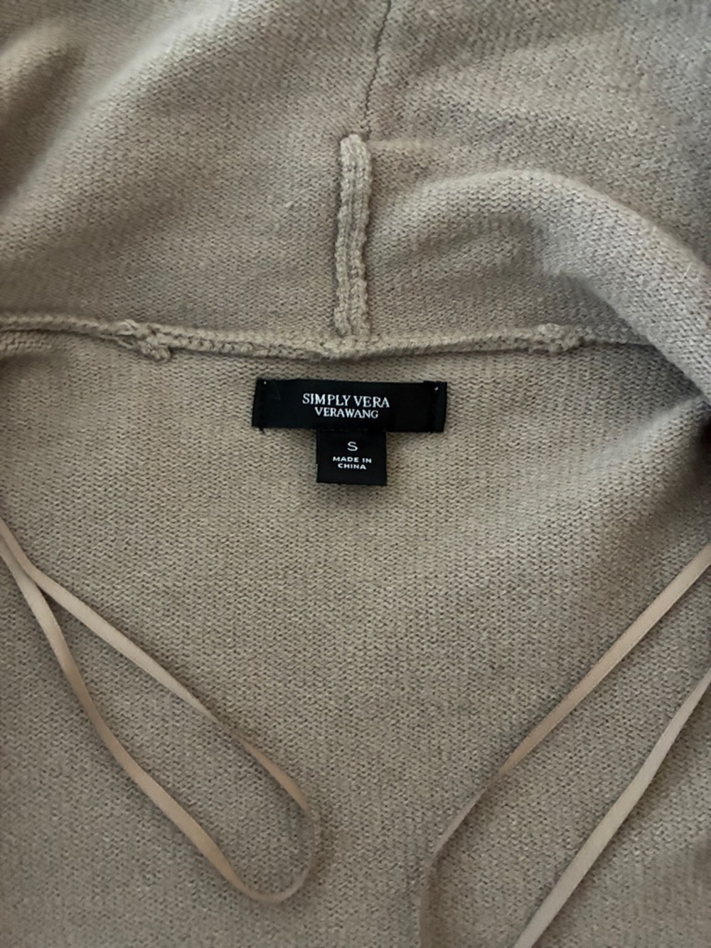 Simply Vera Vera Wang Taupe Draped Open-Front Jacket with Faux-Leather Sleeves